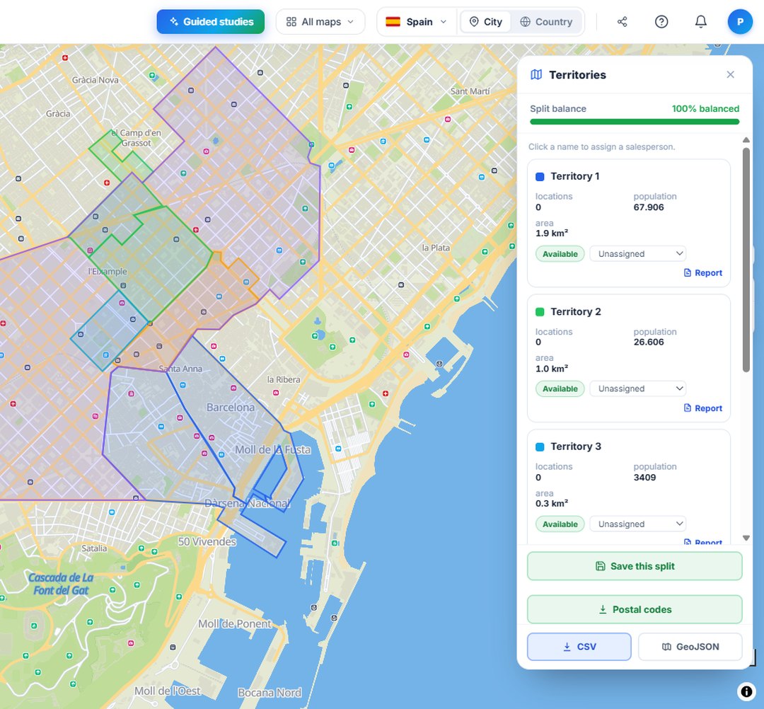 Territorios de ventas equilibrados en Barcelona, repartidos por código postal con POINOVA